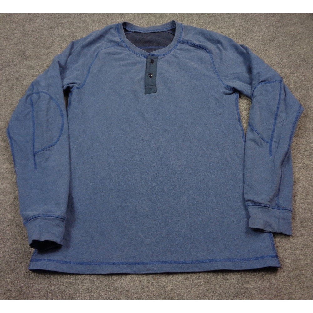 Lululemon Henley Shirt Men L Blue Sweatshirt All Town Fleece French Terry